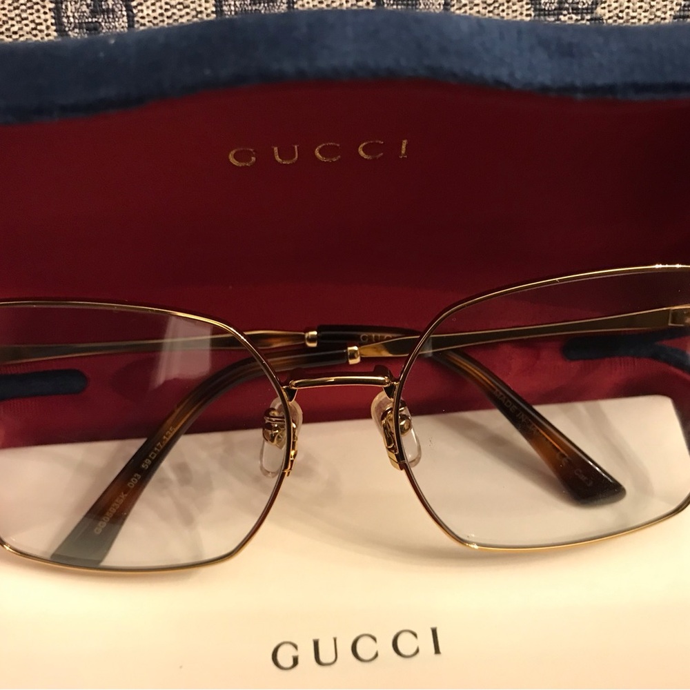 Gucci Gold Eyeglasses with Case - Picture 3 of 7
